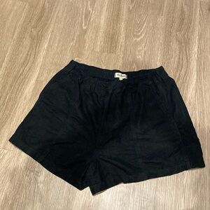Madewell Black pull on linen shorts size L